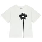 Girls White Logo Flower T-Shirt, 1, hi-res