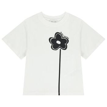 Girls White Logo Flower T-Shirt