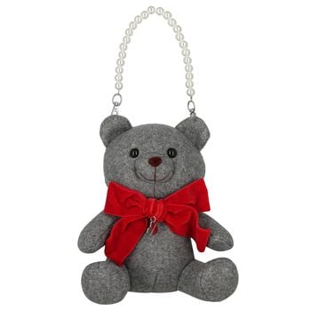 Girls Grey Teddy Bear Handbag ( 21cm )