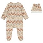 Beige & Brown Zig Zag Babygrow Set, 1, hi-res