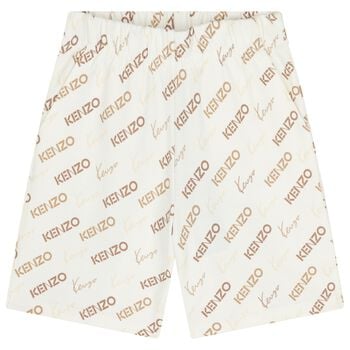 Ivory & Beige Logo Shorts