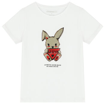 Girls White Bunny Logo T-Shirt