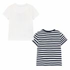 Younger Boys White & Navy Blue T-Shirts (2 Pack), 1, hi-res