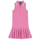 Girls Pink Logo Polo Dress, 1, hi-res