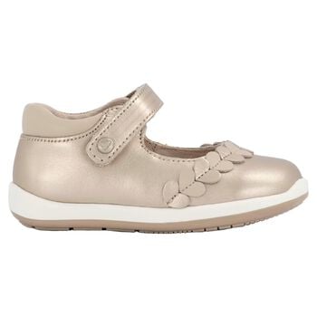 Younger Girls Gold Leather Heart Shoes