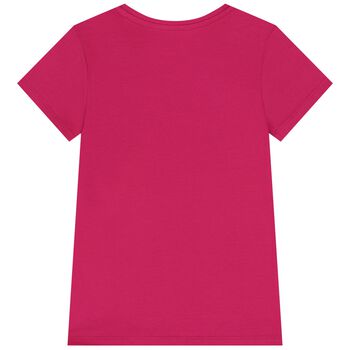 Girls Pink Glittery Logo T-Shirt