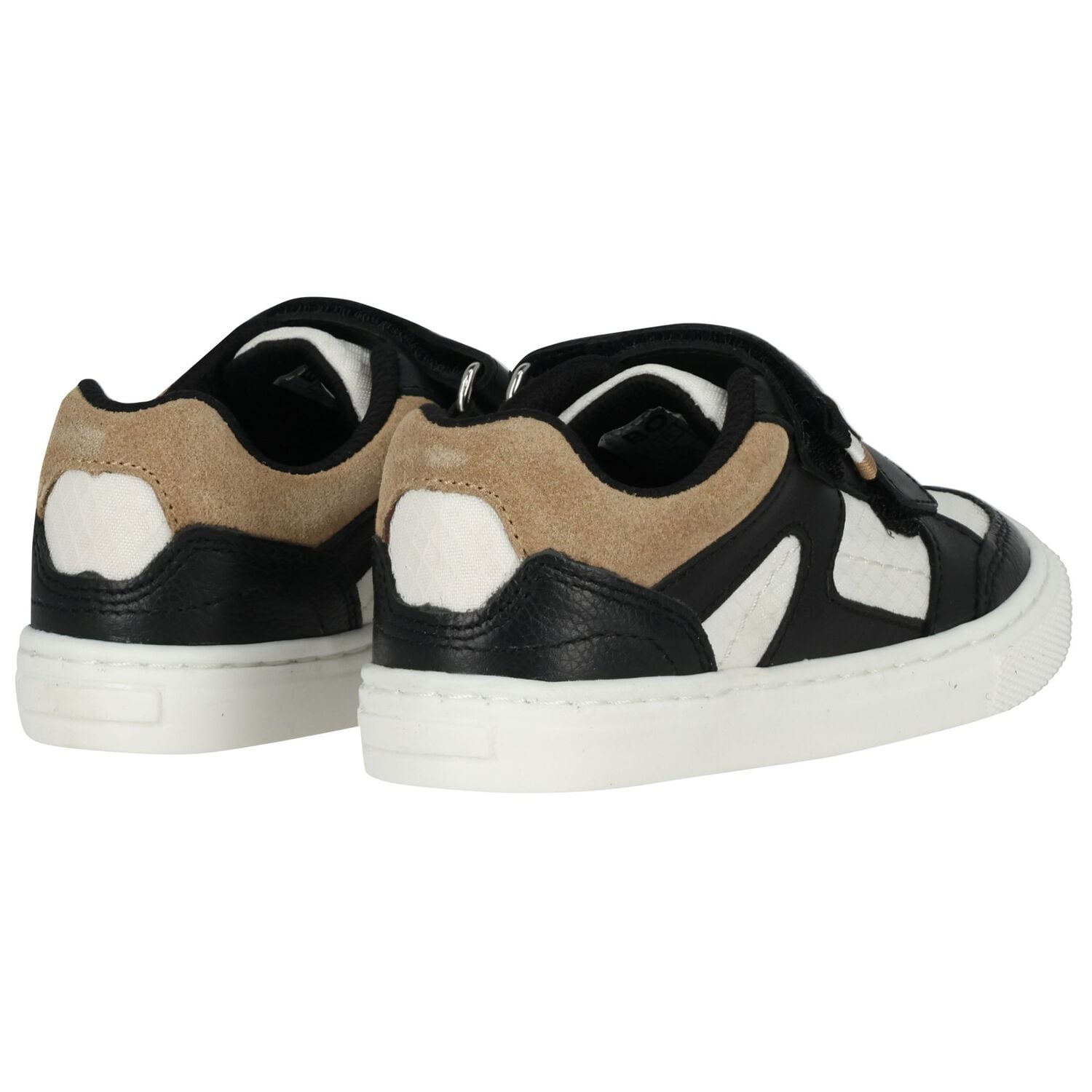 Boys Black, White & Beige Logo Trainers, 1, hi-res