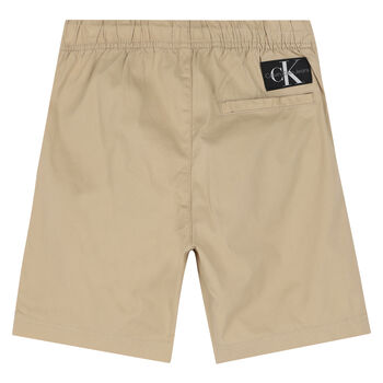 Boys Beige Logo Shorts