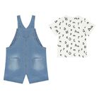 Baby Boys Blue Denim Dungaree Set, 2, hi-res
