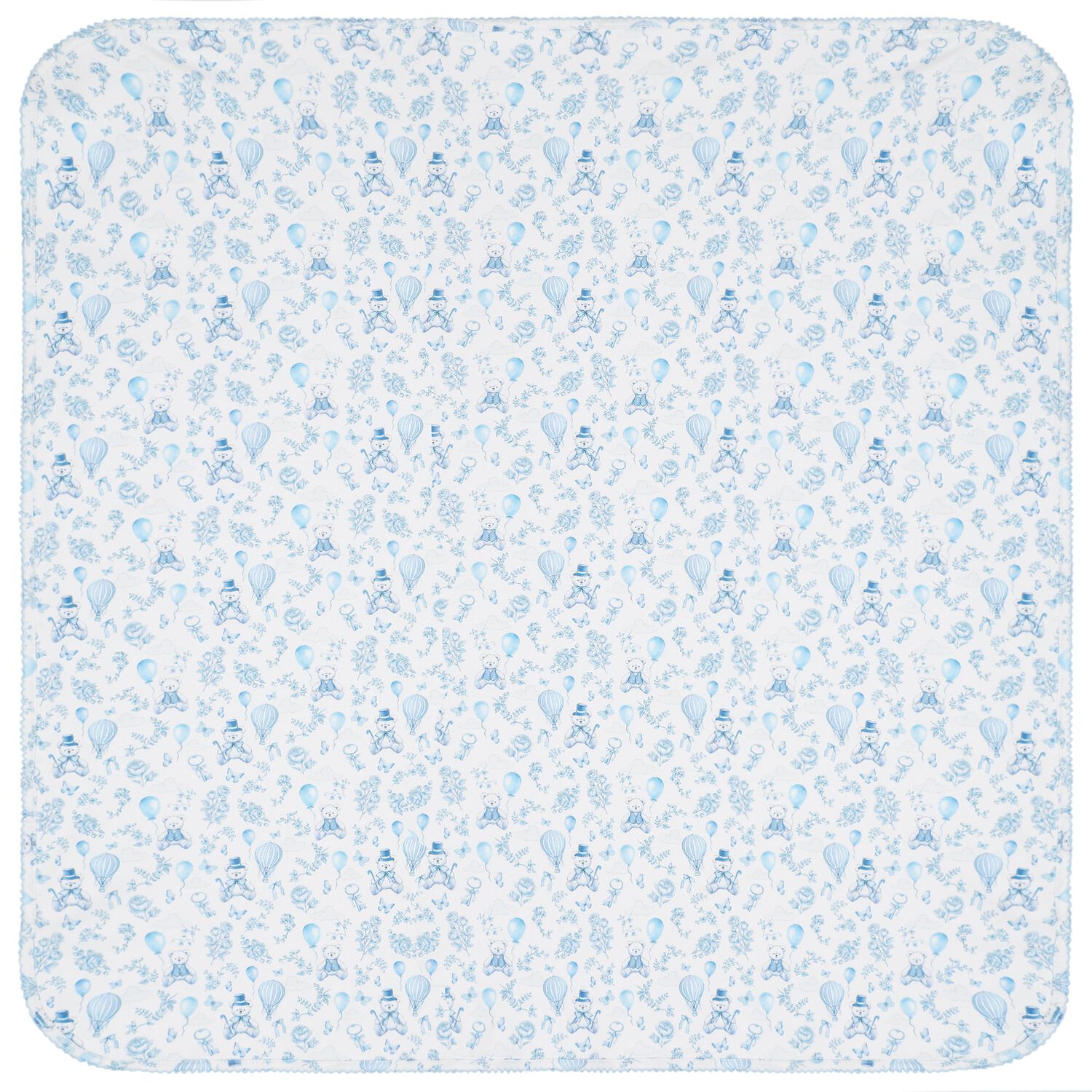 Baby Boys White & Blue Toile Blanket, 1, hi-res image number null