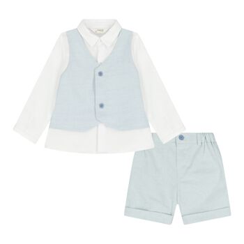 Baby Boys White & Blue Shorts Set