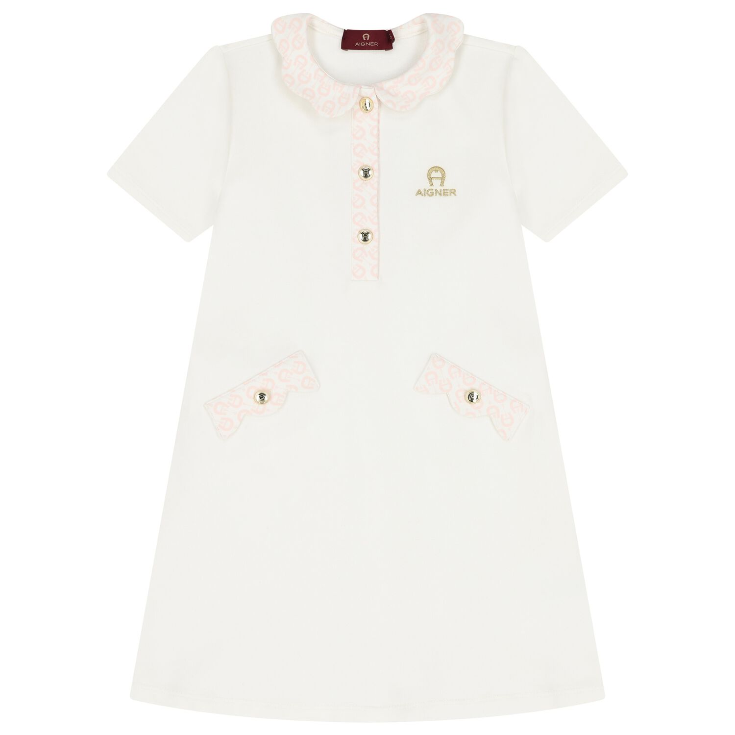 Girls Ivory Logo Dress, 1, hi-res