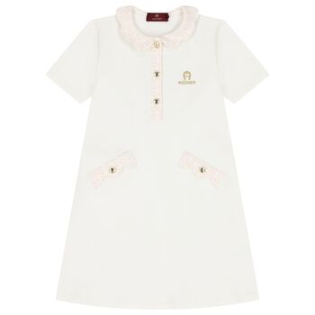 Girls Ivory Logo Dress