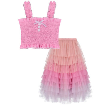 Girls Pink Tulle Skirt Set
