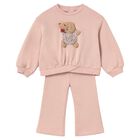 Younger Girls Pink Dog Tracksuit, 1, hi-res