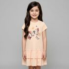 Girls Pink Butterflies Logo Dress, 2, hi-res