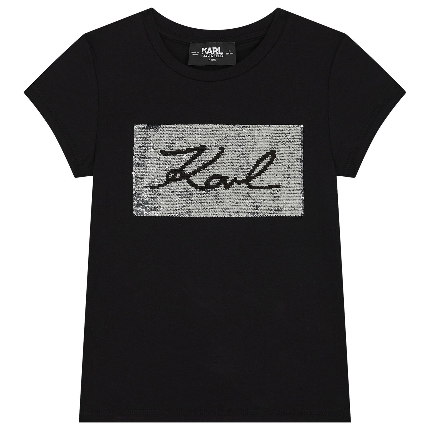 Girls Black Logo T-Shirt, 1, hi-res image number null