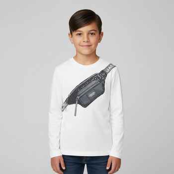 Boys White Belt Bag Long Sleeve Top