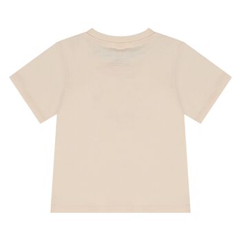 Younger Girls Beige Horse Logo T-Shirt