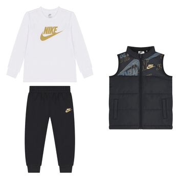 Younger Boys Black & White 3 Piece Joggers Set