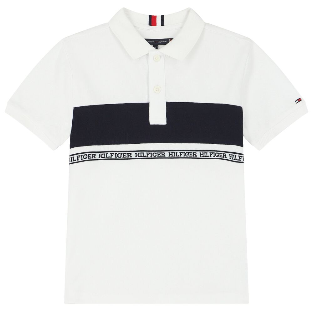 Tommy Polo White USA Junior Logo | Couture Shirt Hilfiger Boys