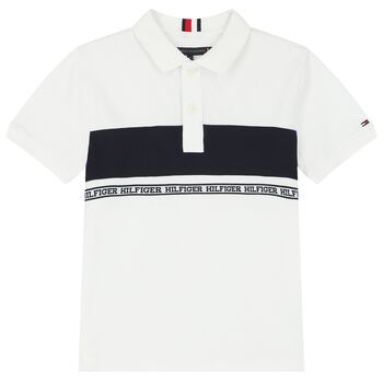 Boys White Logo Polo Shirt