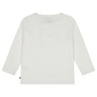Girls Ivory & Gold Teddy Bear Logo Long Sleeve Top, 1, hi-res