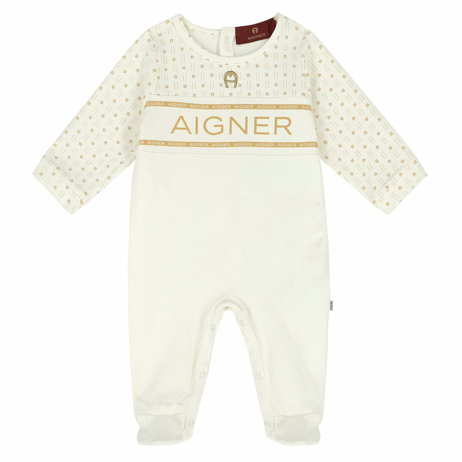 Ivory & Gold Logo Babygrow, 1, hi-res image number null