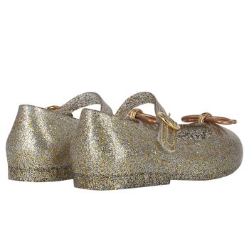 حذاء بنات جيلي باللون الذهبي والفضي اللامع