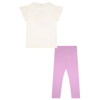 Girls Ivory & Lilac Leggings Set
