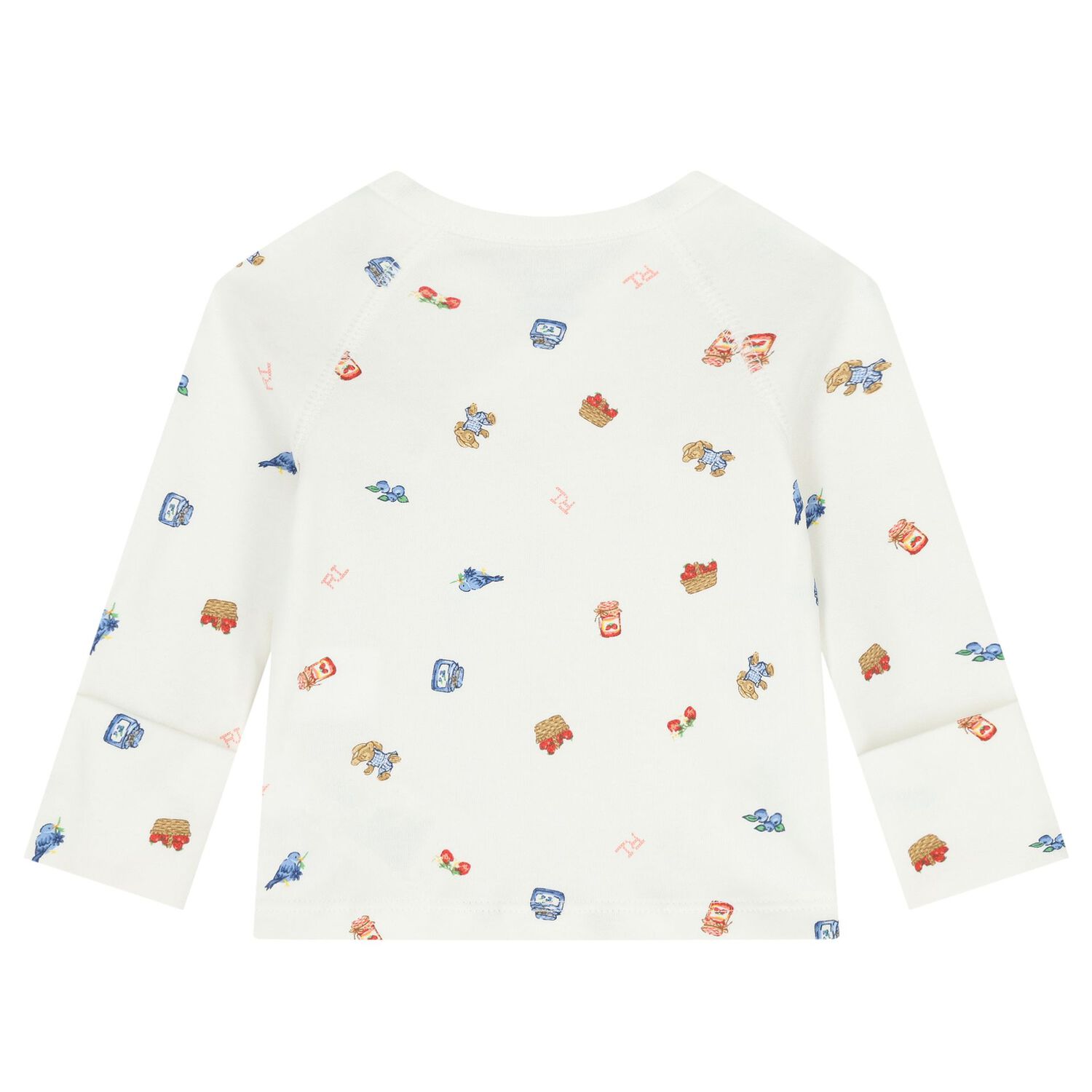 طقم هدايا ملابس أطفال بناتي عاجية اللون مزينة برسومات دببة بولو وتوت, 1, hi-res