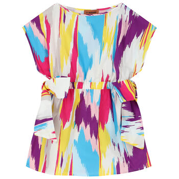 Girls White Abstract Beach Dress