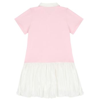 Girls Pink & Ivory Logo Dress