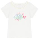 طقم تنورة بطبهة الزهور باللون الأبيض للبنات, 1, hi-res