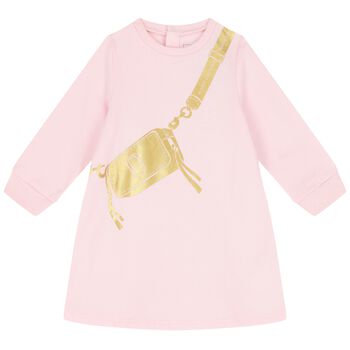 Younger Girls Pink & Gold Logo Bag Dress