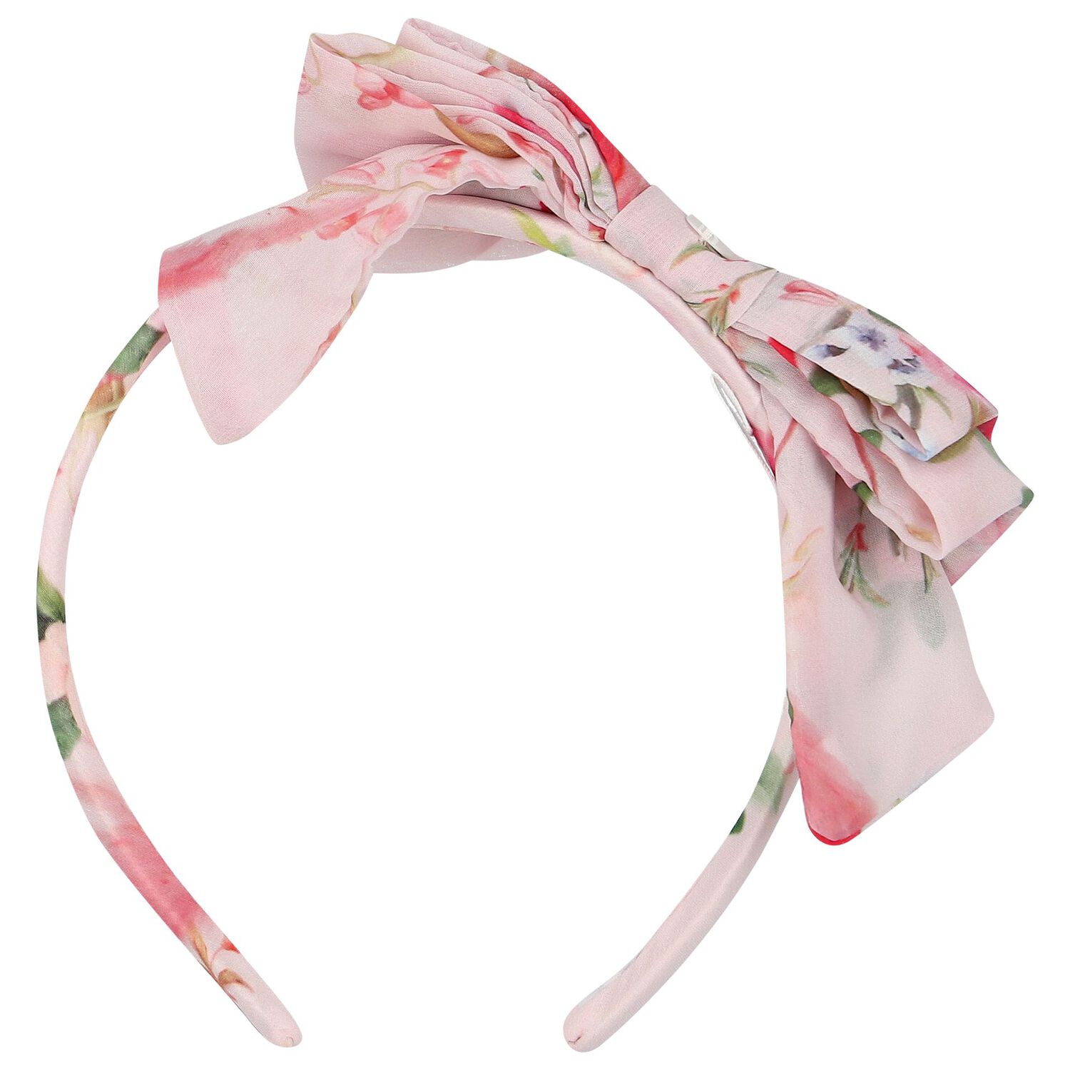 Girls Pink Floral Chiffon Headband, 1, hi-res