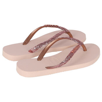 Girls Pink Logo Flip Flops