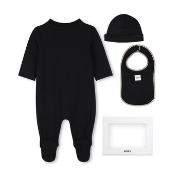 Baby Boys Black Logo Babygrow Gift Set