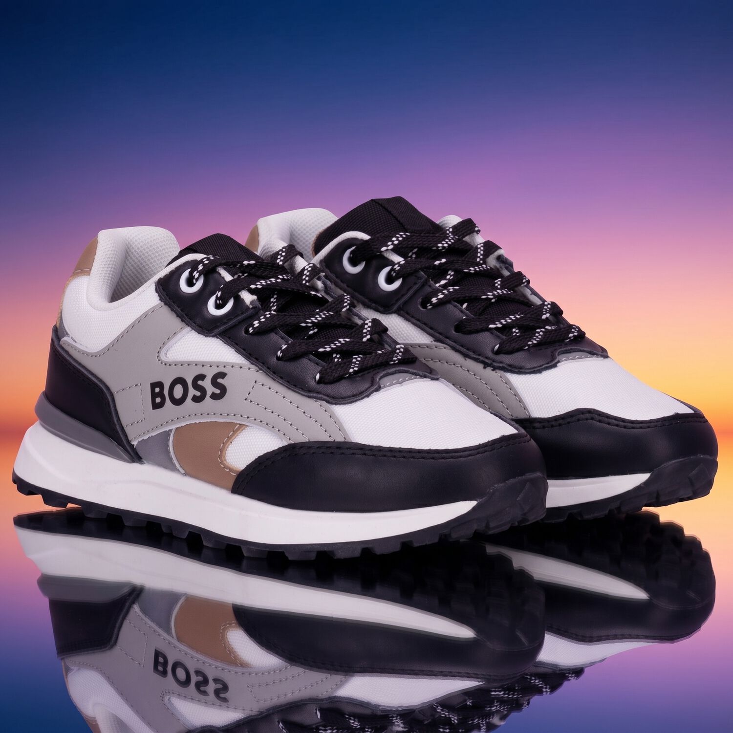 Boys Multi-Coloured Logo Trainers, 1, hi-res