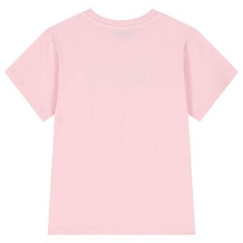 Girls Pink Teddy Bear Logo T-Shirt
