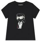 Girls Mini Me Black Ikonik T-Shirt, 1, hi-res