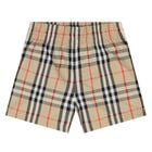 Younger Boys Beige Check Shorts, 1, hi-res
