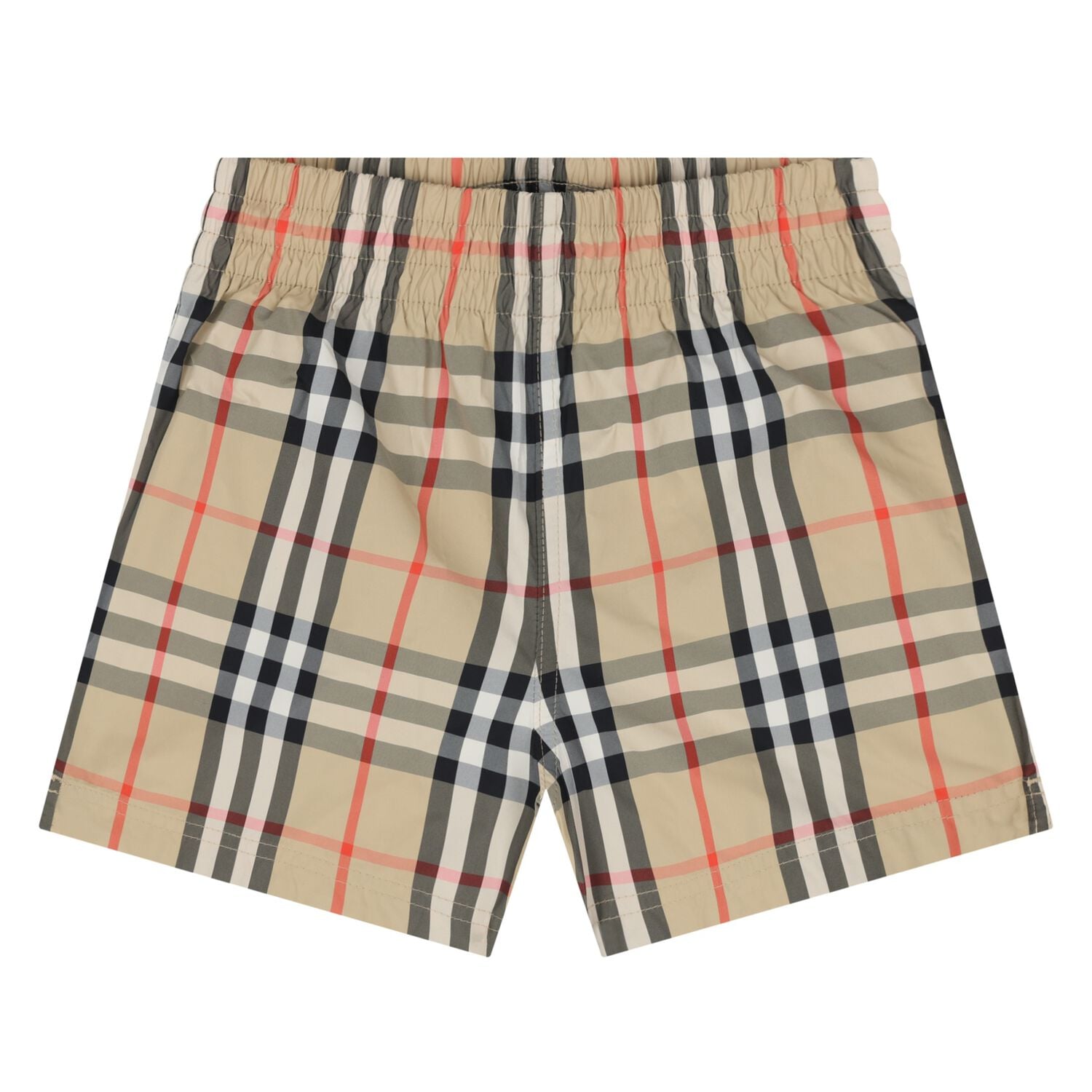 Younger Boys Beige Check Shorts, 1, hi-res
