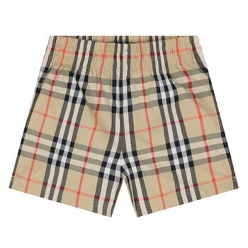 Younger Boys Beige Check Shorts