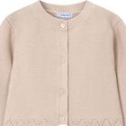 Girls Beige Knitted Cardigan, 3, hi-res