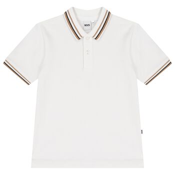 Boys White Logo Polo Shirt