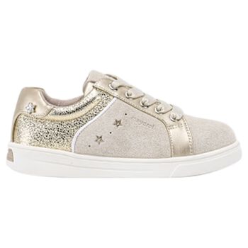Girls Gold & Beige Star Trainers