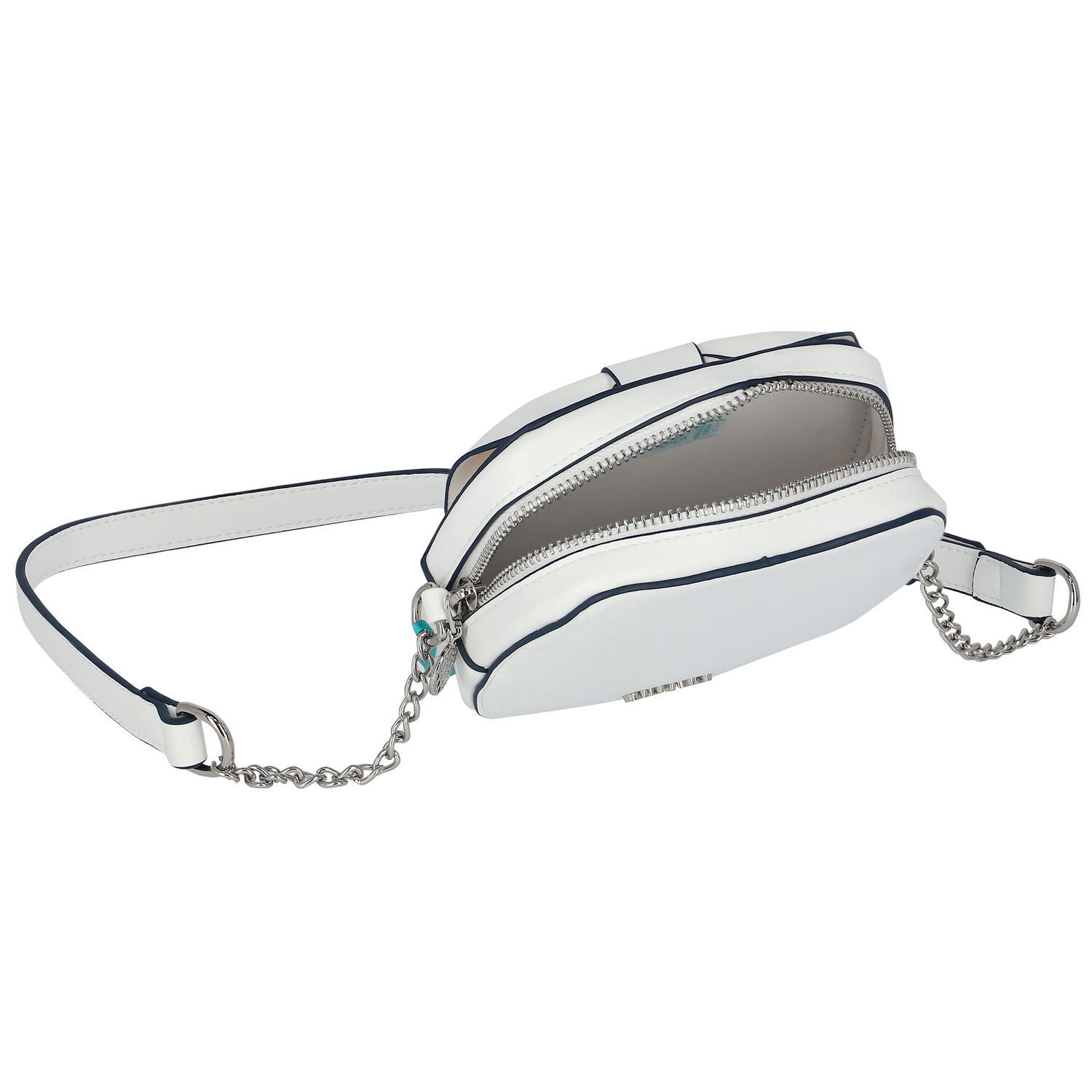 حقيبة يد جلد بالشعار باللون الأبيض, 1, hi-res image number null