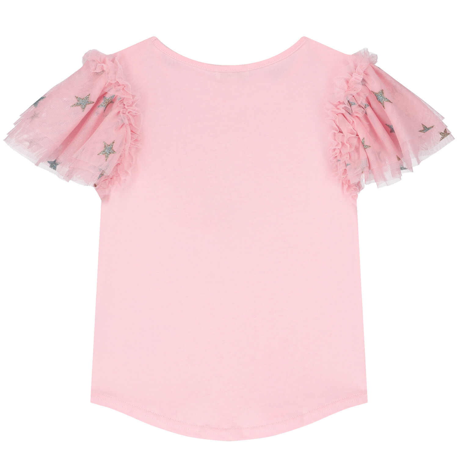 Girls Pink Tulle Sleeve T-Shirt, 1, hi-res image number null