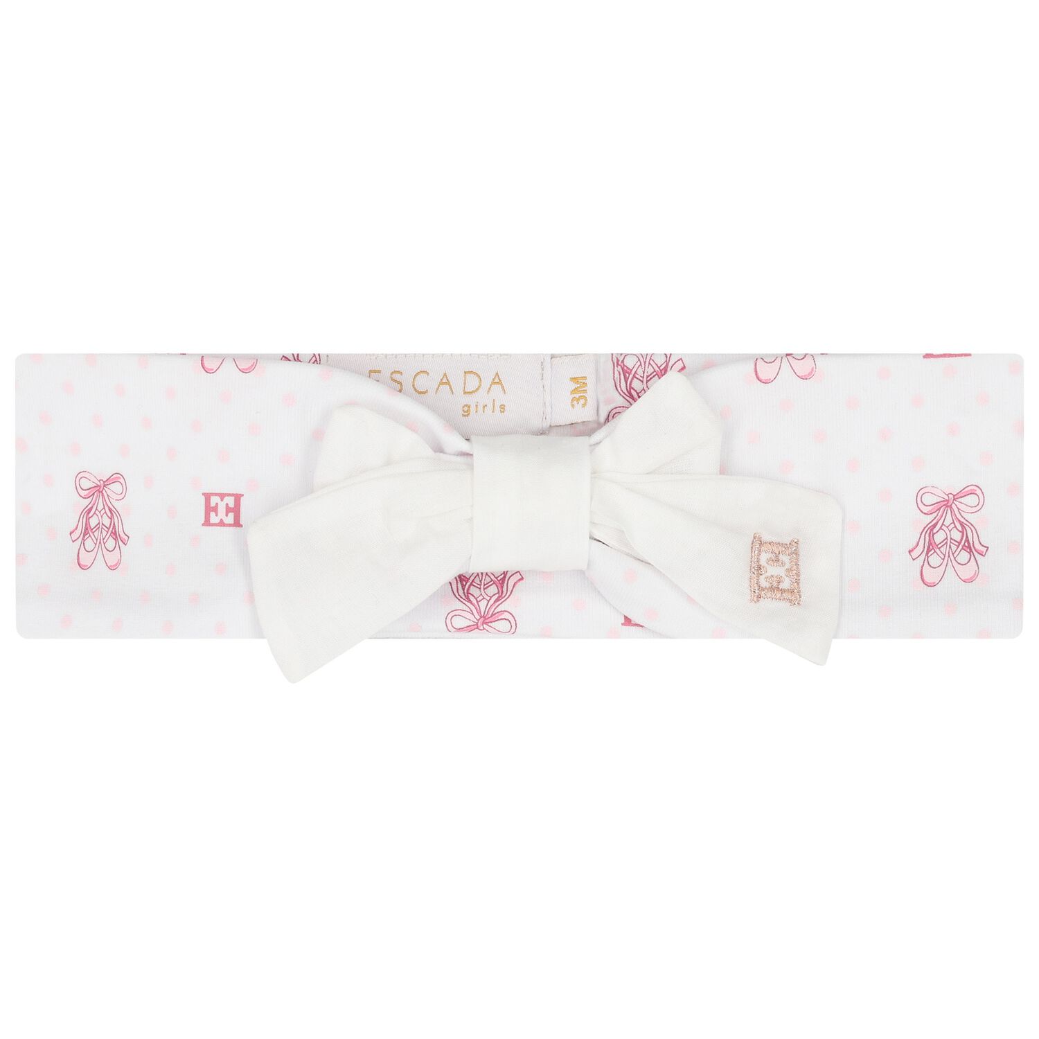 Baby Girls White & Pink Logo Headband, 1, hi-res